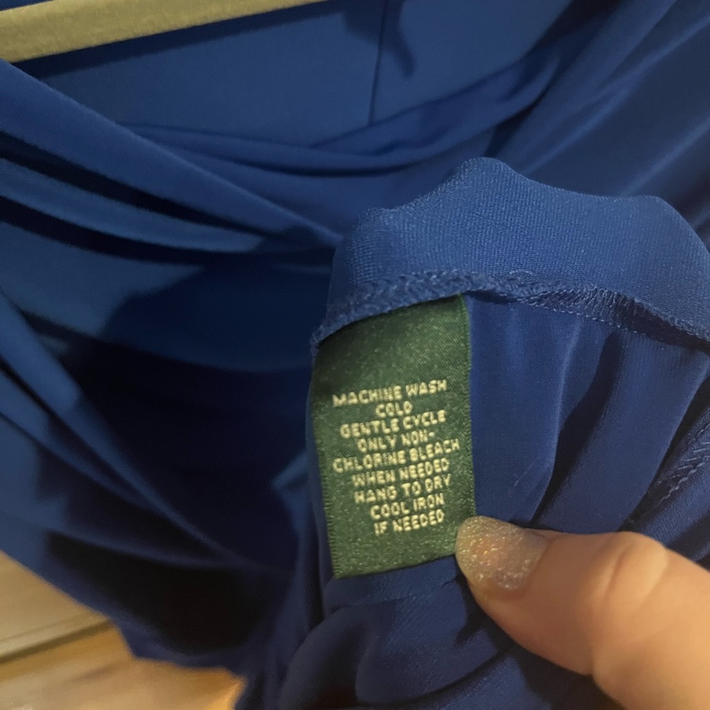 Ralph Lauren cowl neck stretch dress in royal blue - Picture 4 of 6